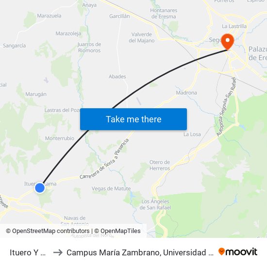 Ituero Y Lama to Campus María Zambrano, Universidad De Valladolid map