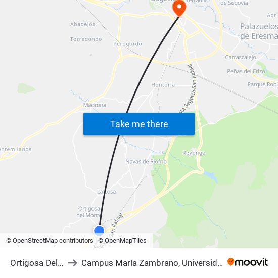Ortigosa Del Monte to Campus María Zambrano, Universidad De Valladolid map