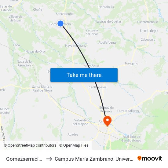 Gomezserracín (Pueblo) to Campus María Zambrano, Universidad De Valladolid map