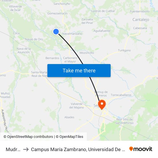 Mudrián to Campus María Zambrano, Universidad De Valladolid map