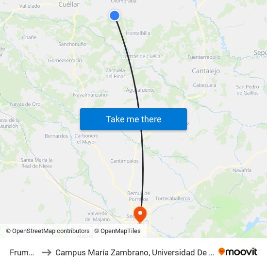 Frumales to Campus María Zambrano, Universidad De Valladolid map