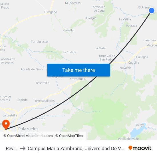 Revilla to Campus María Zambrano, Universidad De Valladolid map