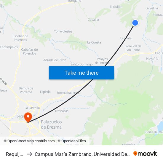 Requijada to Campus María Zambrano, Universidad De Valladolid map