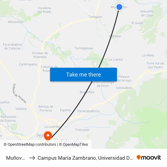 Muñoveros to Campus María Zambrano, Universidad De Valladolid map