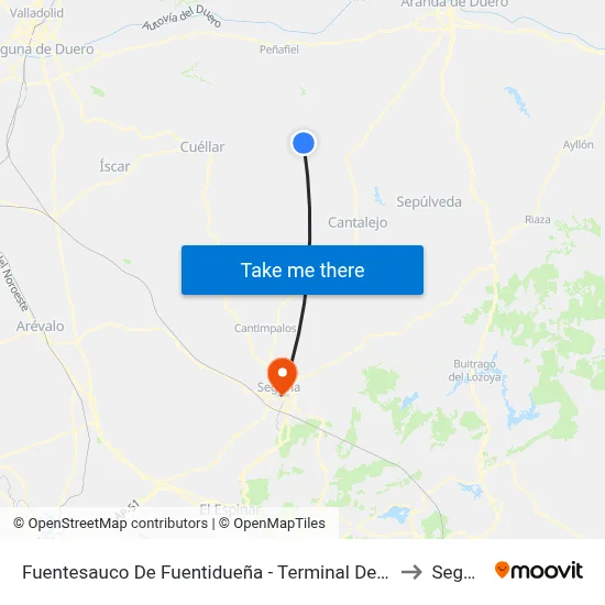 Fuentesauco De Fuentidueña - Terminal De Autobuses to Segovia map