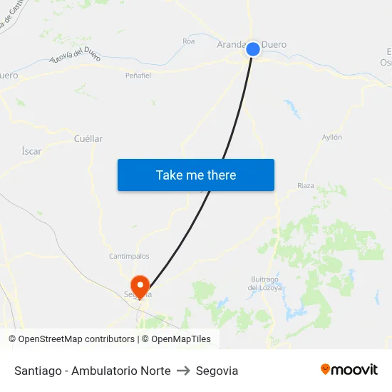 Santiago - Ambulatorio Norte to Segovia map