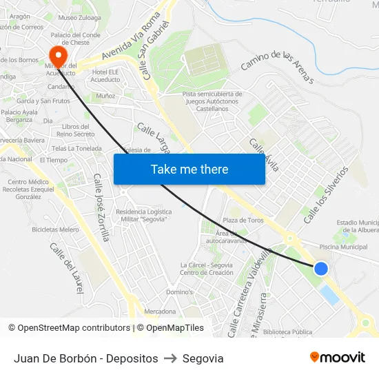 Juan De Borbón - Depositos to Segovia map