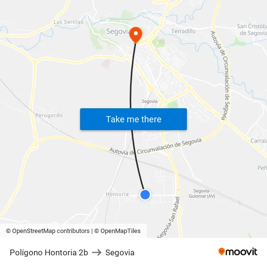 Polígono Hontoria 2b to Segovia map