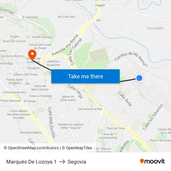 Marqués De Lozoya 1 to Segovia map