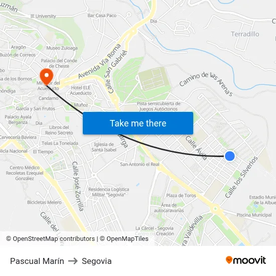 Pascual Marín to Segovia map