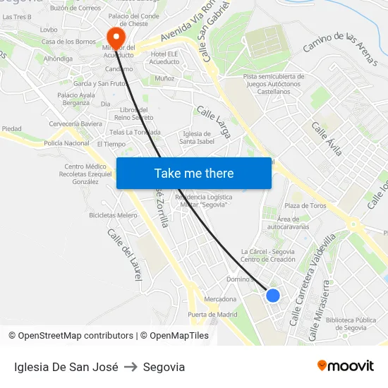 Iglesia De San José to Segovia map