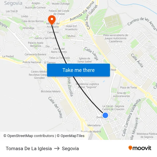 Tomasa De La Iglesia to Segovia map