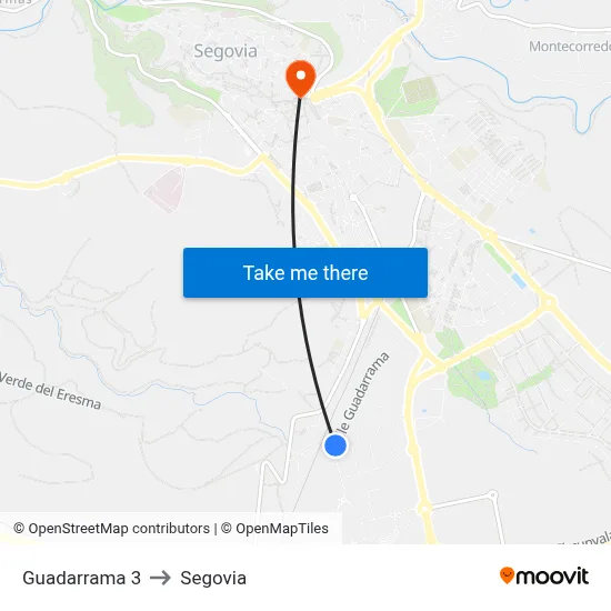 Guadarrama 3 to Segovia map