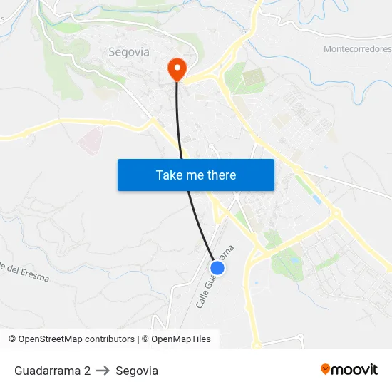 Guadarrama 2 to Segovia map