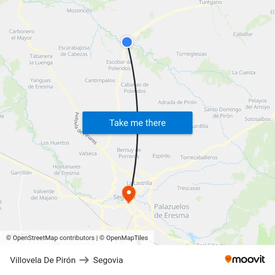 Villovela De Pirón to Segovia map