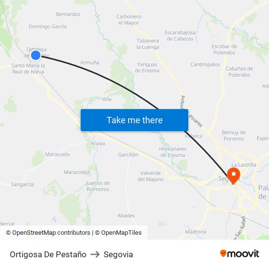 Ortigosa De Pestaño to Segovia map