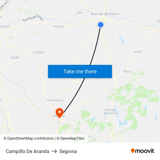 Campillo De Aranda to Segovia map