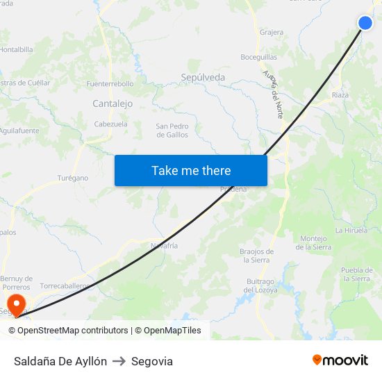 Saldaña De Ayllón to Segovia map