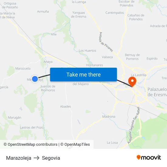 Marazoleja to Segovia map