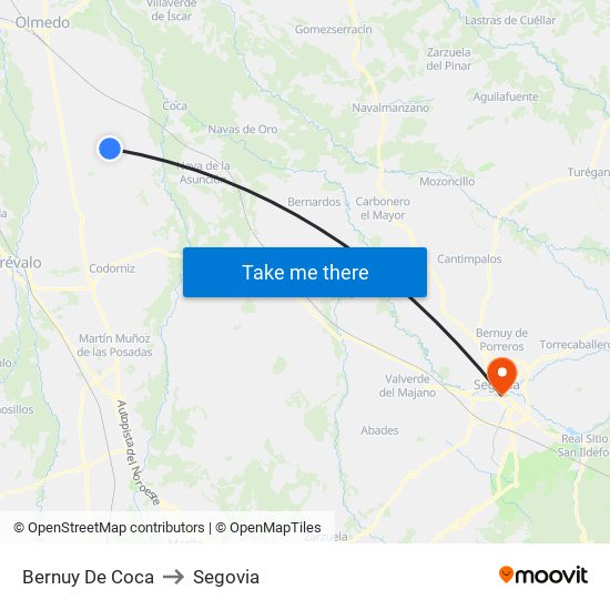 Bernuy De Coca to Segovia map