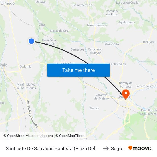 Santiuste De San Juan Bautista (Plaza Del Carmen) to Segovia map