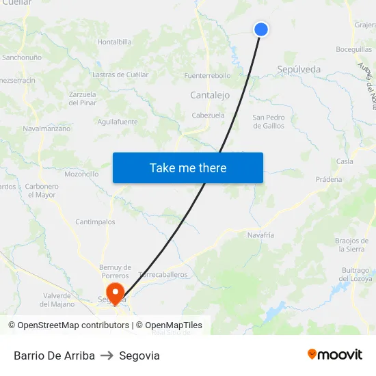 Barrio De Arriba to Segovia map
