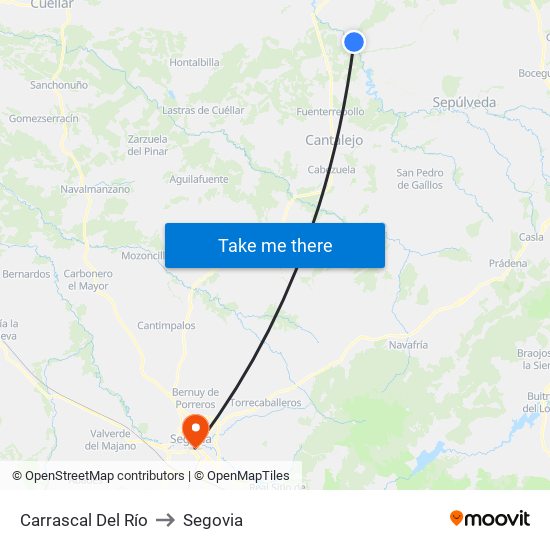 Carrascal Del Río to Segovia map