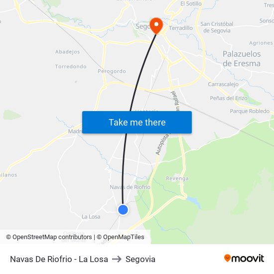 Navas De Riofrio - La Losa to Segovia map