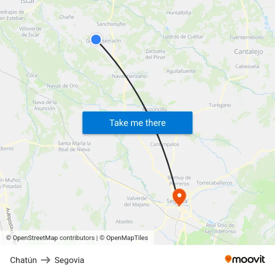 Chatún to Segovia map
