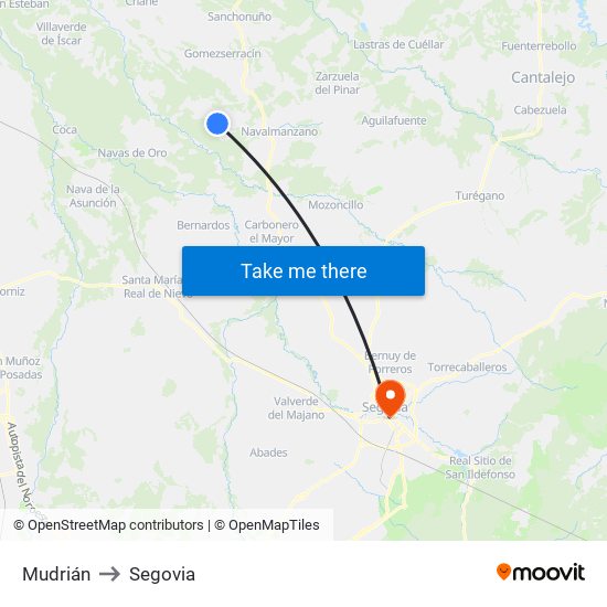 Mudrián to Segovia map