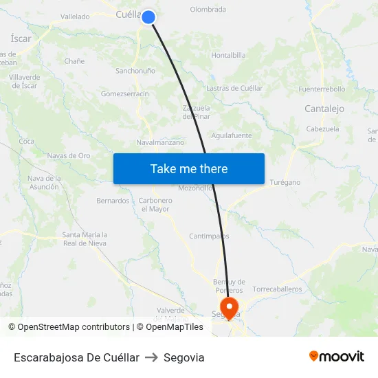 Escarabajosa De Cuéllar to Segovia map
