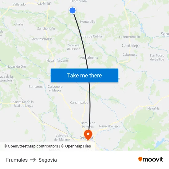 Frumales to Segovia map