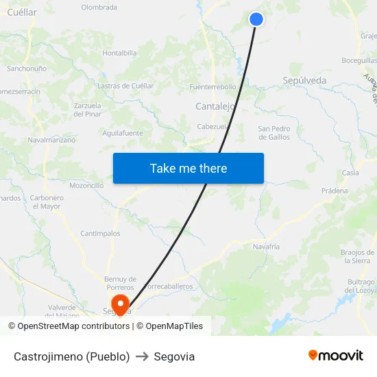 Castrojimeno (Pueblo) to Segovia map