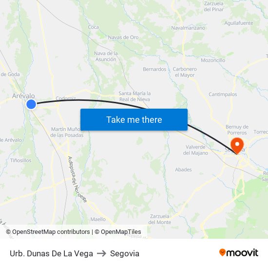 Urb. Dunas De La Vega to Segovia map