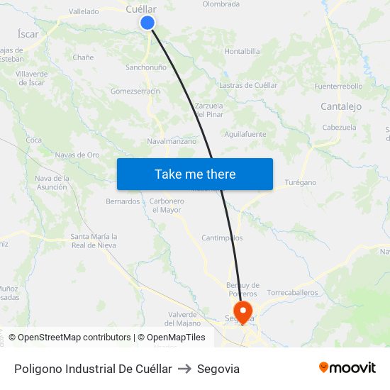 Poligono Industrial De Cuéllar to Segovia map