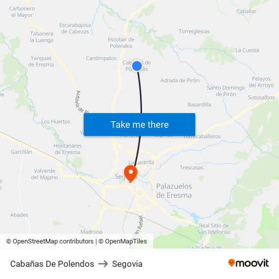 Cabañas De Polendos to Segovia map