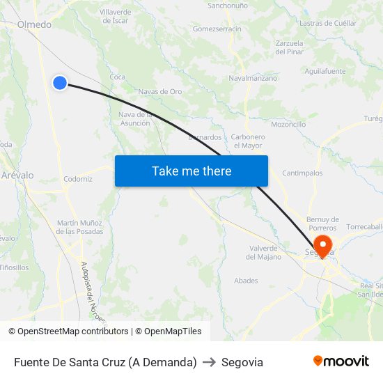 Fuente De Santa Cruz (A Demanda) to Segovia map