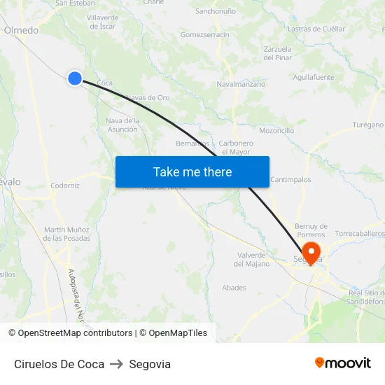 Ciruelos De Coca to Segovia map