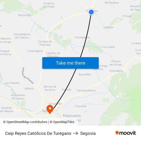 Ceip Reyes Católicos De Turégano to Segovia map
