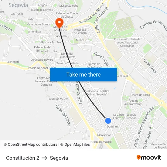 Constitución 2 to Segovia map