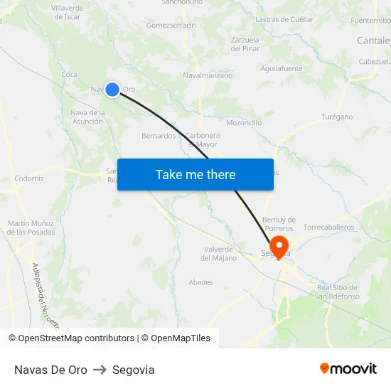 Navas De Oro to Segovia map