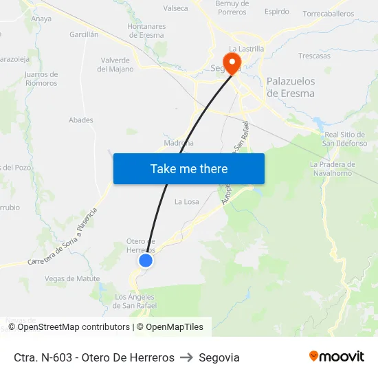 Ctra. N-603 - Otero De Herreros to Segovia map