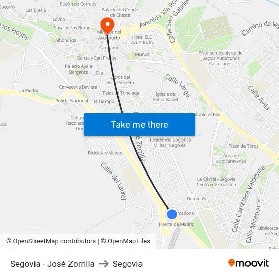 Segovia - José Zorrilla to Segovia map