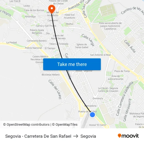 Segovia - Carretera De San Rafael to Segovia map