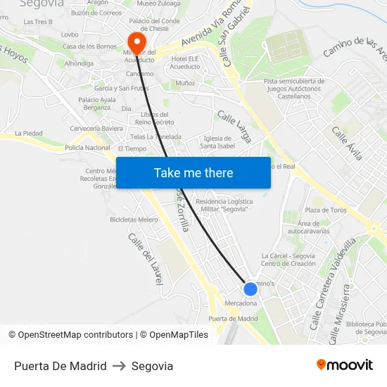 Puerta De Madrid to Segovia map