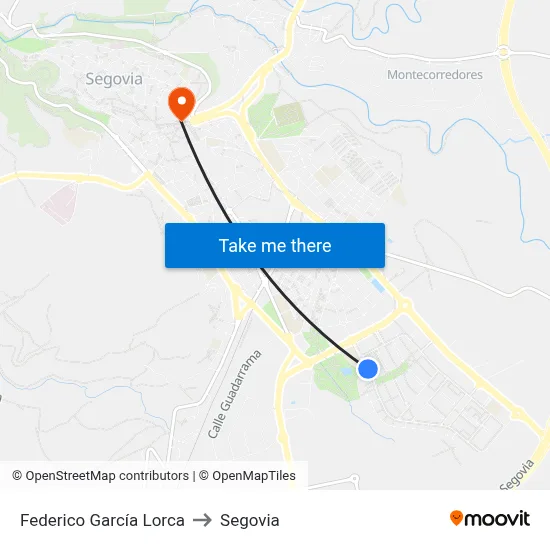 Federico García Lorca to Segovia map