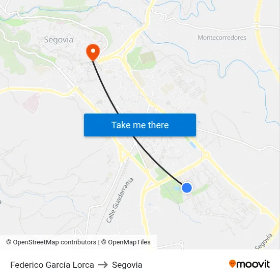 Federico García Lorca to Segovia map