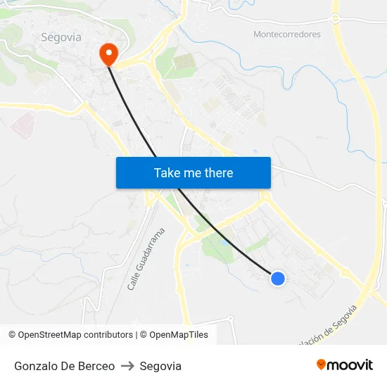 Gonzalo De Berceo to Segovia map