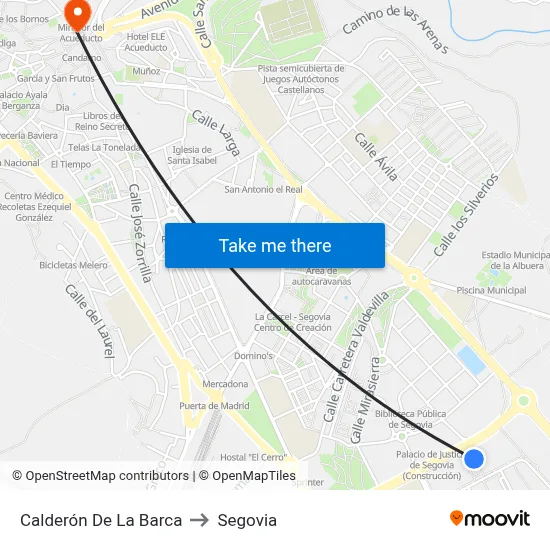 Calderón De La Barca to Segovia map