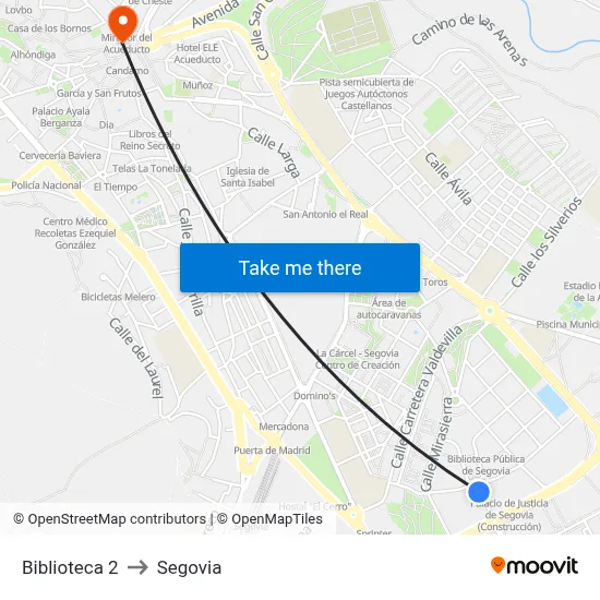 Biblioteca 2 to Segovia map